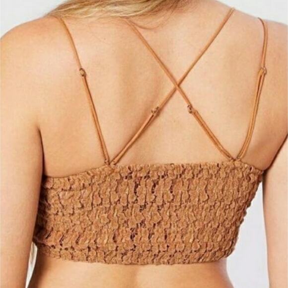 Free People One Celine Caramel Velvet Floral Lace Bralette Top Crop Tank Size XS - Picture 9 of 10